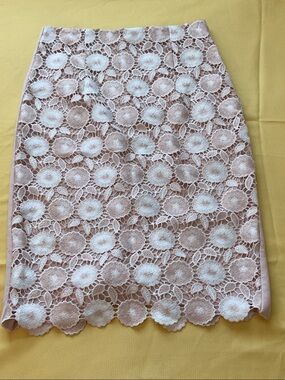 Calvin Klein Blush Lace Floral Pencil Skirt